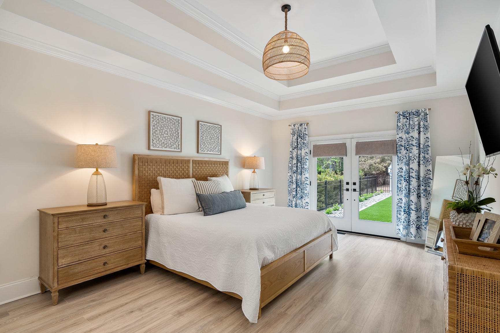 Elegant living room with coffered ceiling